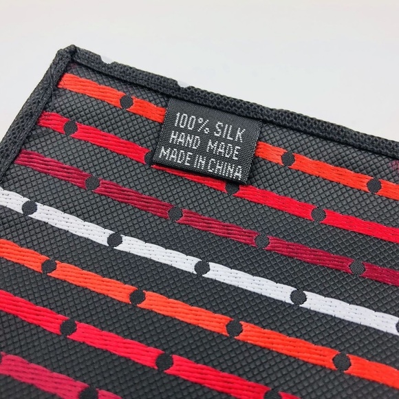 Pocket Square 100% Silk Black with Dot Pattern - Picture 3 of 5